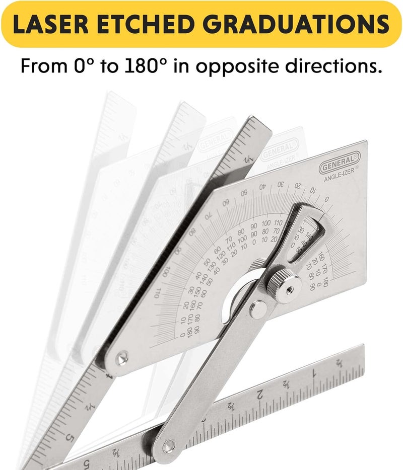 General Tools Protractor and Angle Finder #39, Stainless Steel, Outside, Inside, Sloped Angles, 0° to 180° - Image 4